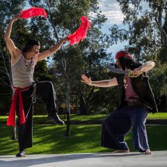 Feather fighting on the top of the Popeye
